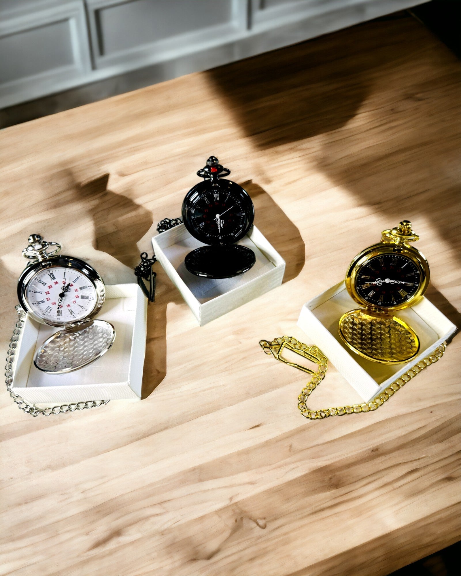 Ceas de buzunar negru „Eleganța Timpului” cu opțiune de personalizare