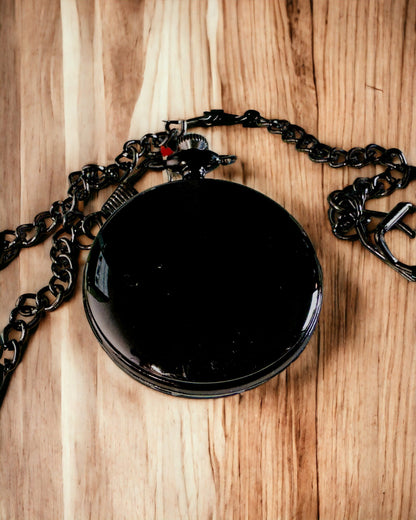 Ceas de buzunar negru „Eleganța Timpului” cu opțiune de personalizare