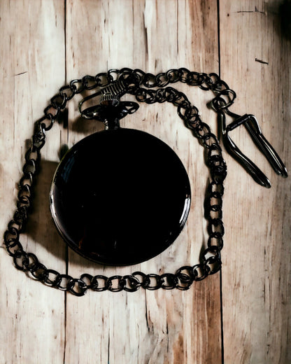 Ceas de buzunar negru „Eleganța Timpului” cu opțiune de personalizare