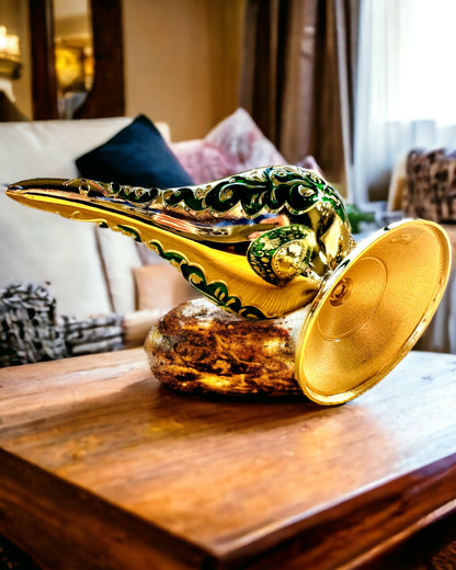 Lampa Magică a lui Aladin cu Opțiune de Gravare - Variantă Verde Întunecat, împletită cu auriu