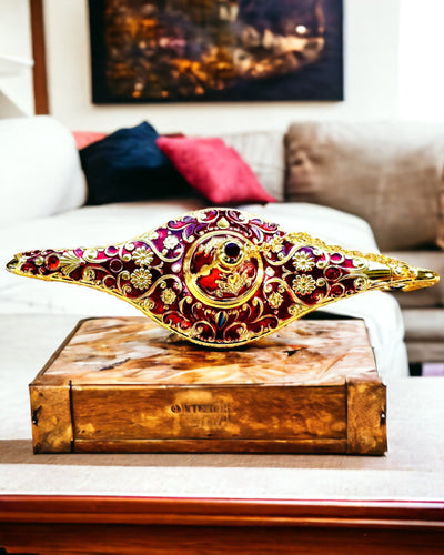 Lampa Magică a lui Aladin cu Opțiune de Gravare - Variantă Bordo, împletită cu auriu