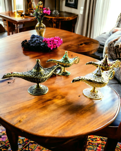 Lampa Magică a lui Aladin cu Opțiune de Gravare - Variantă Verde Întunecat, împletită cu auriu