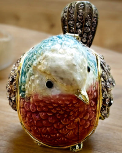 Kolorowy Ptaszek Wróbel z Grawerem - Przeuroczy Schowek na Skarby