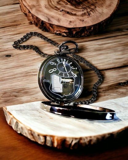 Ceas de buzunar "Astrum Temporis" - Ramă neagră. Posibilitate de personalizare cu gravură