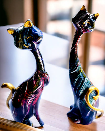 "Koci Eleganci" - Set de Figurine Decorative din Rășină cu posibilitatea personalizării prin gravură