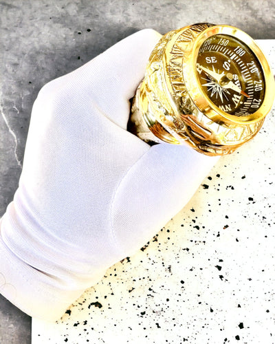 Kompasso Black - Baston de plimbare - Lemn Sculptat Manual - Ediție Exclusivă cu Posibilitate de Gravare