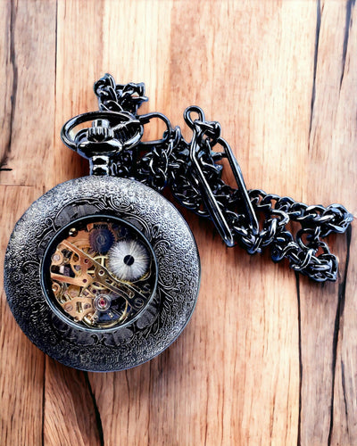 Ceas de buzunar „Eterna Eleganță”, cadou personalizat, gravură. Culoare neagră