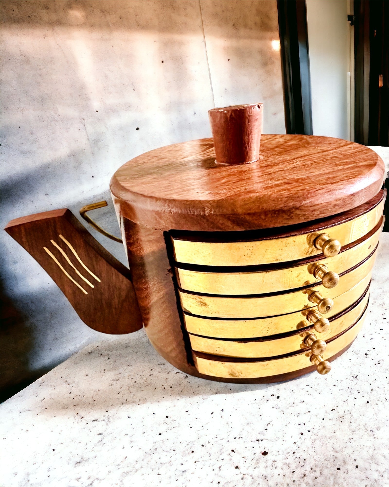 Retro Cutie de Ceai din Lemn cu Opțiune de Gravare