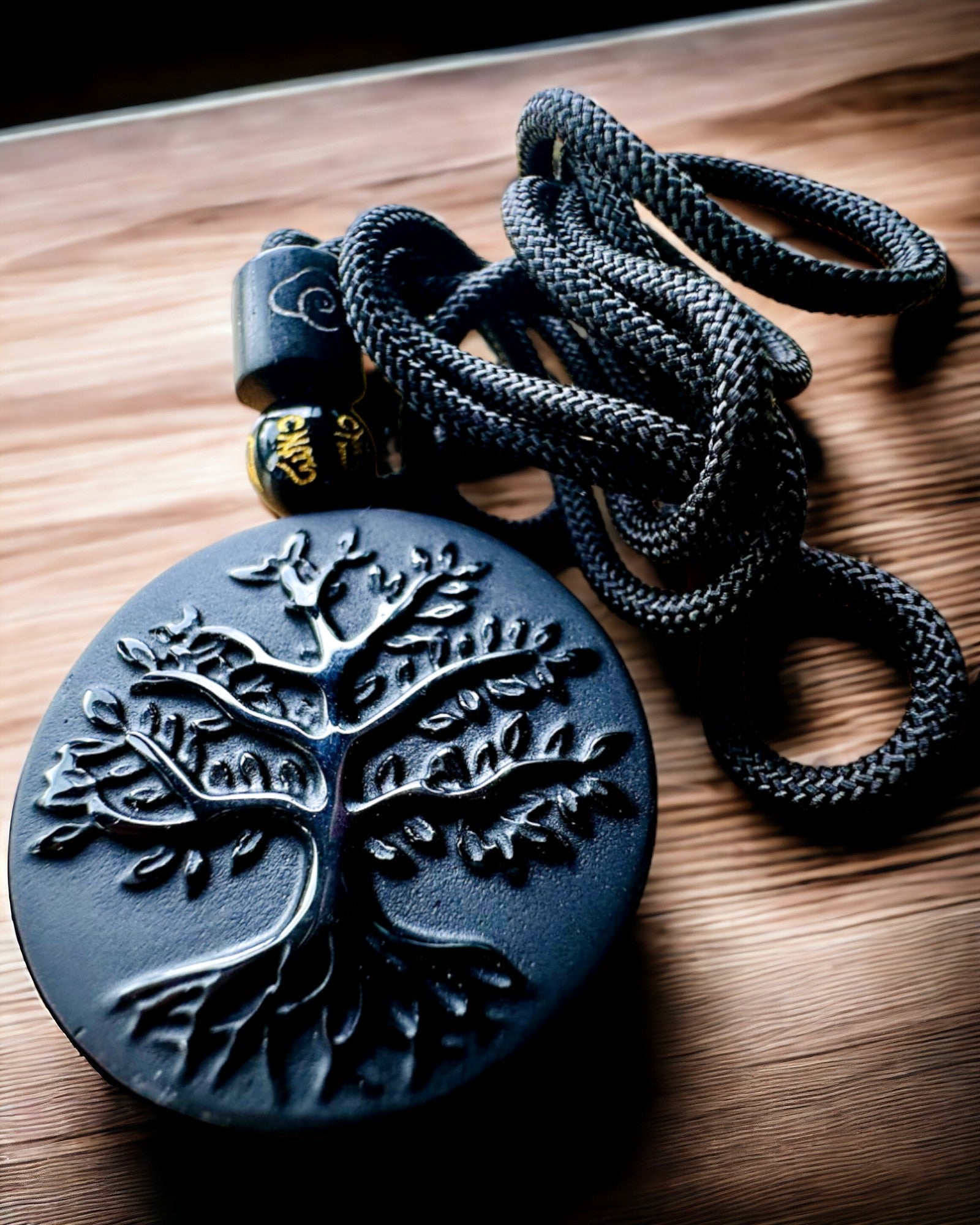 Colier "Arborele Vieții" din Obsidian - personalizare cu gravură