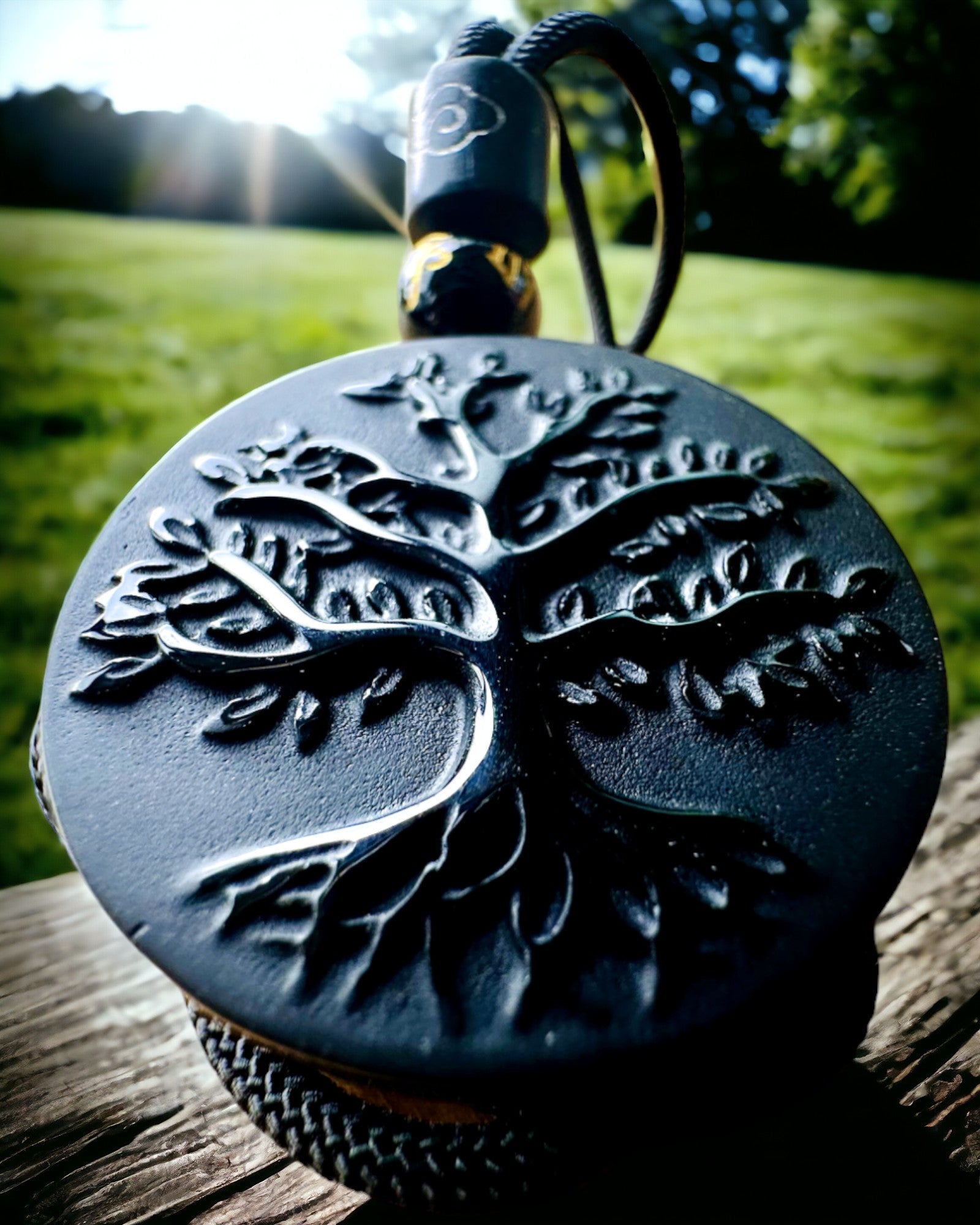 Colier "Arborele Vieții" din Obsidian - personalizare cu gravură