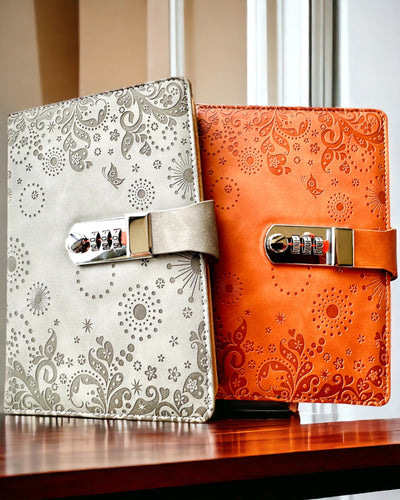 Notițele Exclusive, piele PU, A5 cu Lacăt cu Cod - "Secret Journal", personalizare cu gravură