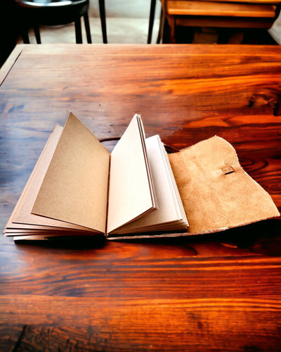 Notatnik Premium "RetroNotes" – Carnet elegant din piele veritabilă - 200 de pagini, 120g, carnet, caiet de schițe, culoare maro, personalizare cu gravură