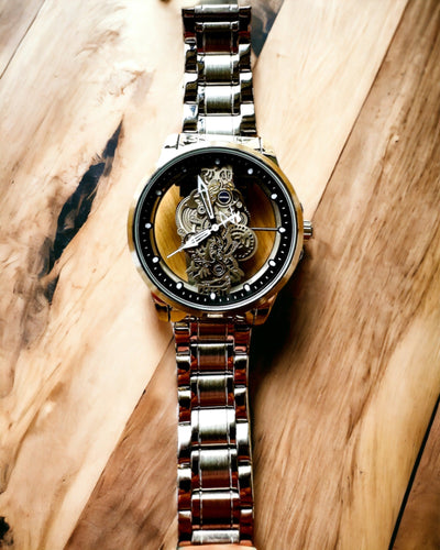 Ceas bărbătesc elegant KIMSDUN Prestige Mecanism Transparent și Eleganță Sportivă, posibilitate de personalizare cu gravură