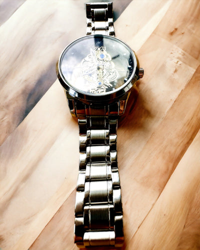 Ceas bărbătesc elegant KIMSDUN Prestige Mecanism Transparent și Eleganță Sportivă, posibilitate de personalizare cu gravură