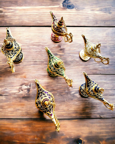 Mică lampă magică Aladin de 4 cm, breloc, 6 variante de culori - Amintiri fermecate, personalizare cu gravură