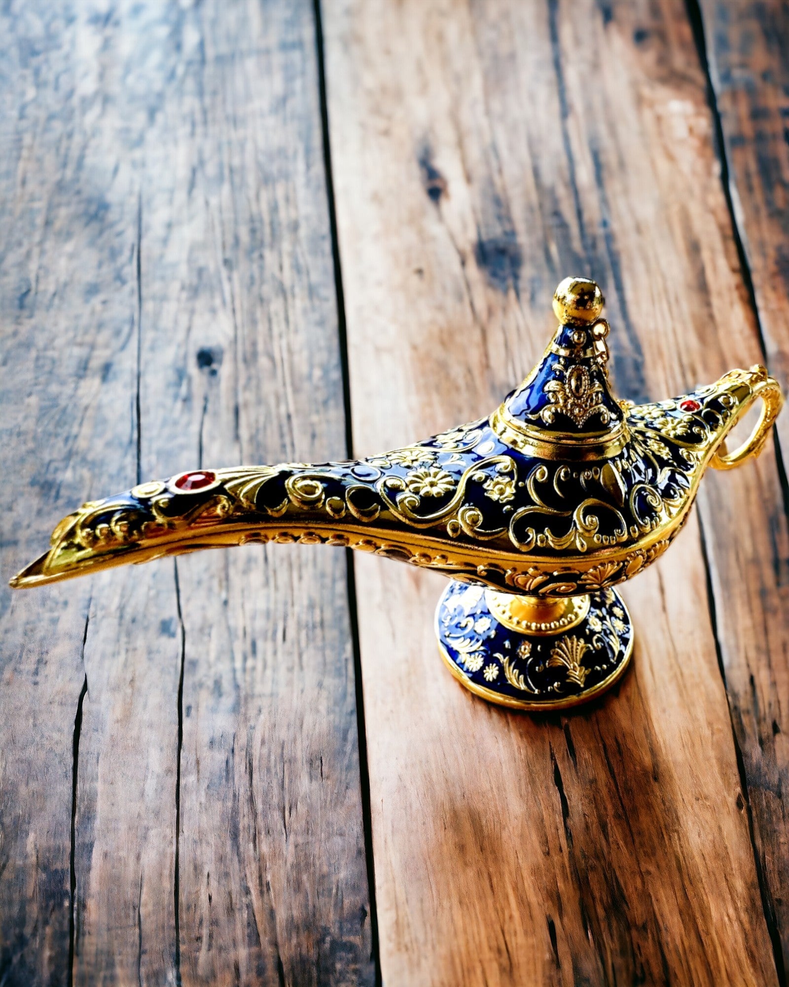 Lampa Magică a lui Aladin cu Opțiune de Gravare - Variantă Albastru Închis, împletită cu auriu