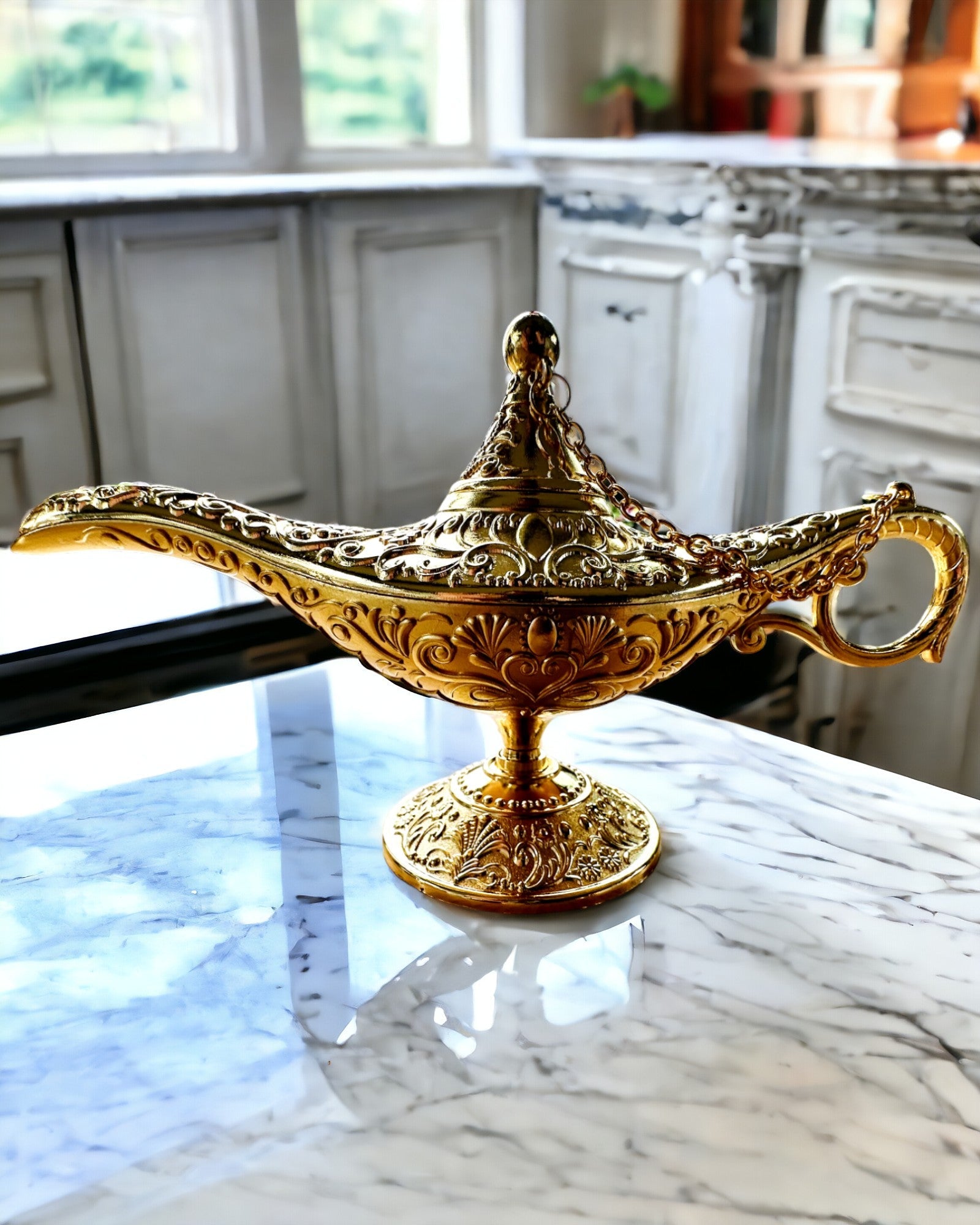 Lampa Magică a lui Aladin cu Opțiune de Gravare - Variantă Clasică Aurie, împletită