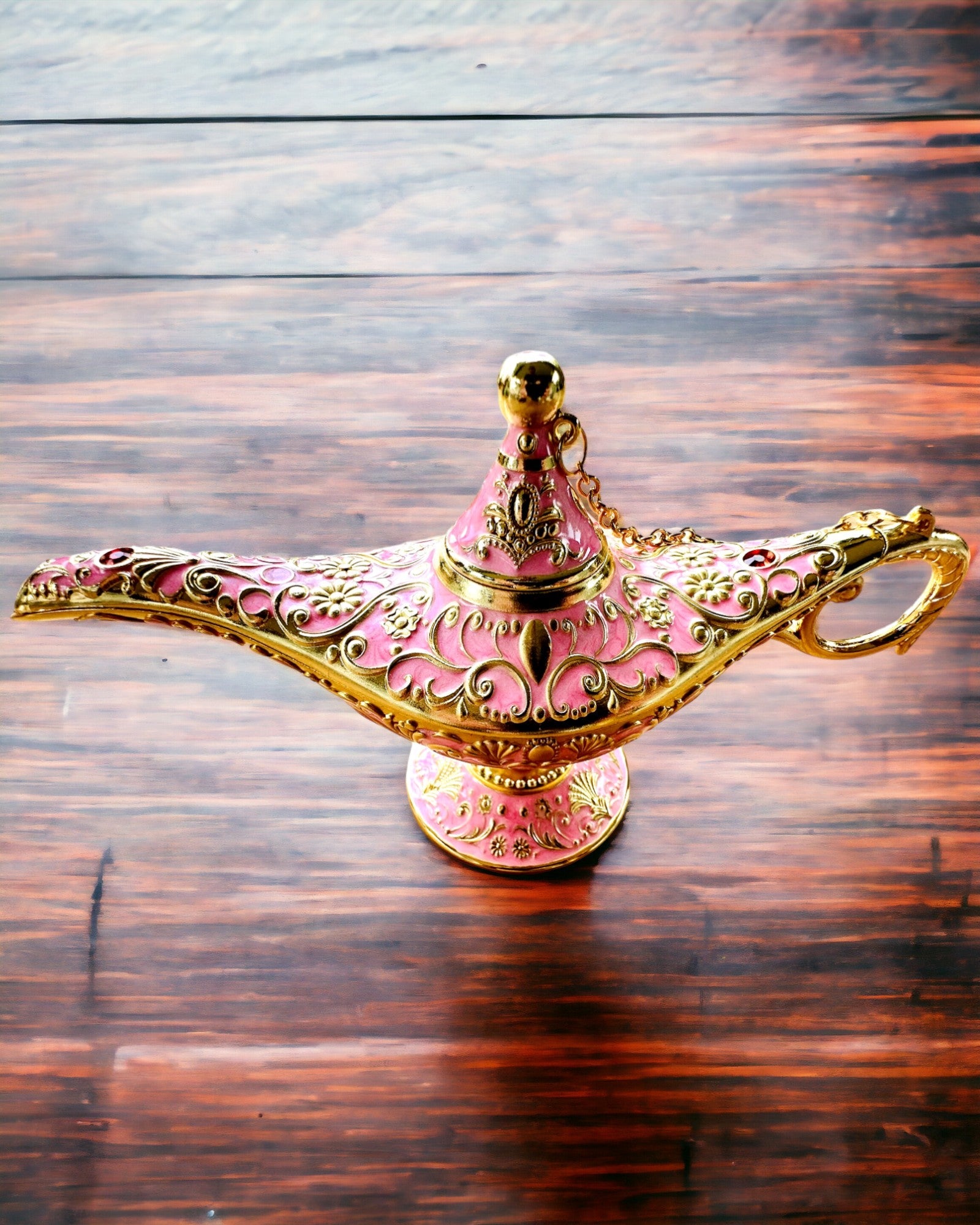 Lampa Magică a lui Aladin cu Opțiune de Gravare - Varianta Roz, împletită cu auriu