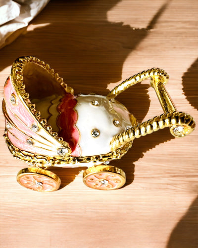 Mic Căruț de Poveste pentru bijuterii, comori - Eleganță Regală, personalizare cu gravură