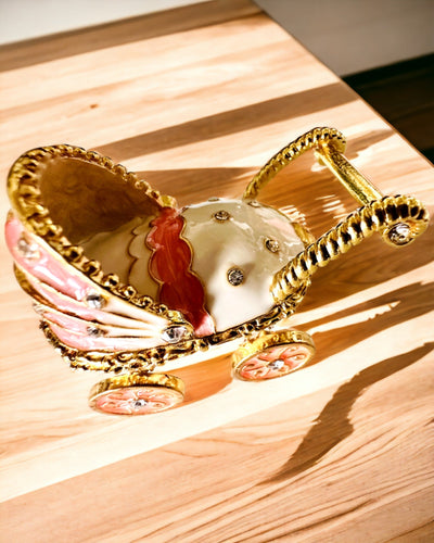 Mic Căruț de Poveste pentru bijuterii, comori - Eleganță Regală, personalizare cu gravură