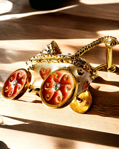 Mic Căruț de Poveste pentru bijuterii, comori - Eleganță Regală, personalizare cu gravură