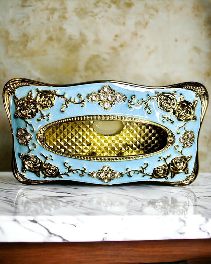 Cutie de Lux pentru Șervețele cu Model Reliefat de Trandafir și Mânere Elegante