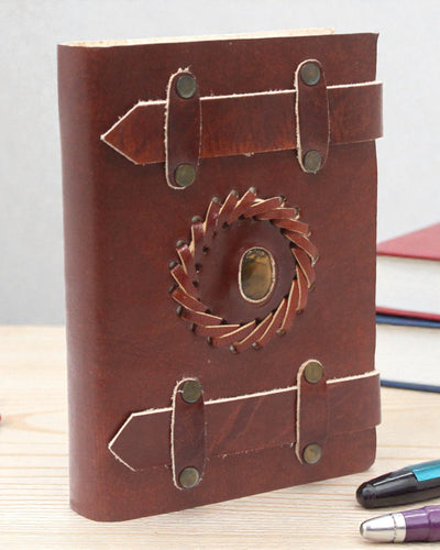 Solaris Eye – Carnet de notițe din piele „Ochi de tigru” cu două curele