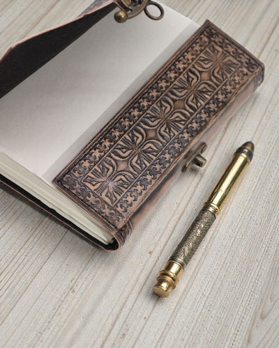 Caiet de notițe din piele Lotus Mandala Seninătate – jurnal ezoteric 17,5 × 12,5 cm