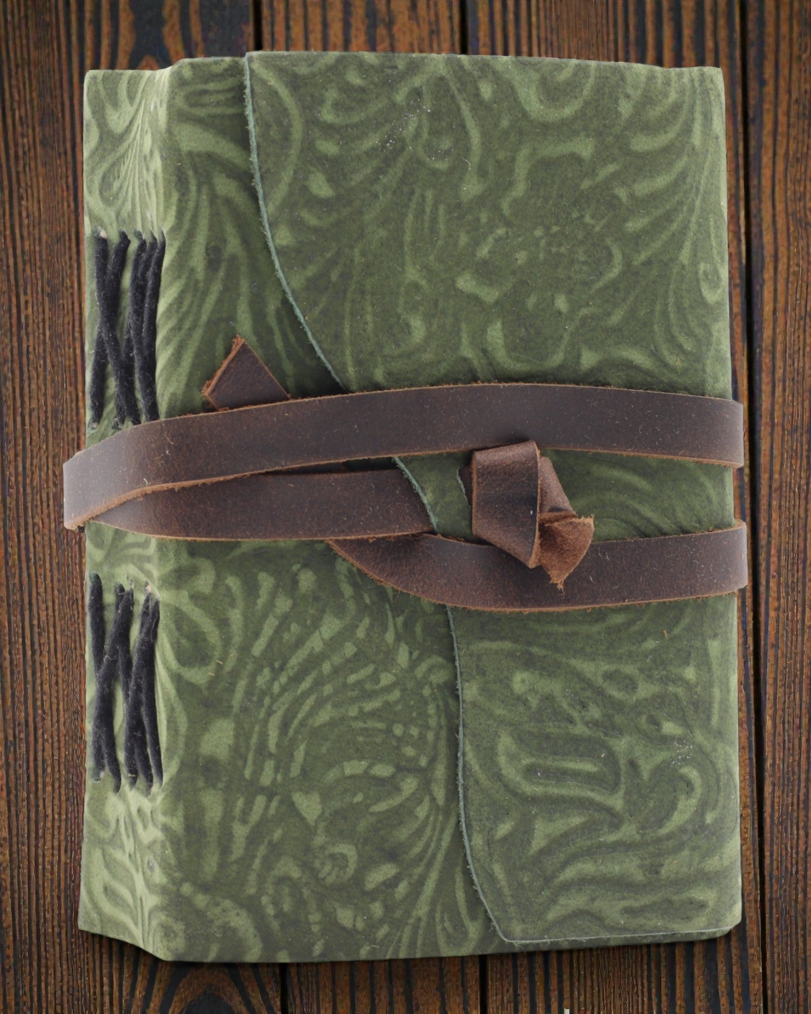 Green Maze de epocă – carnet din piele cu file cu aspect învechit 12,7 × 8,9 cm