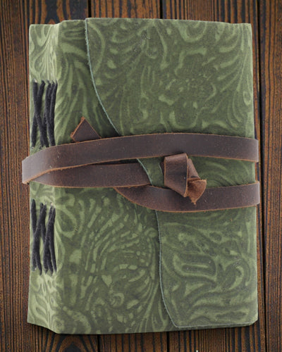 Green Maze de epocă – carnet din piele cu file cu aspect învechit 12,7 × 8,9 cm