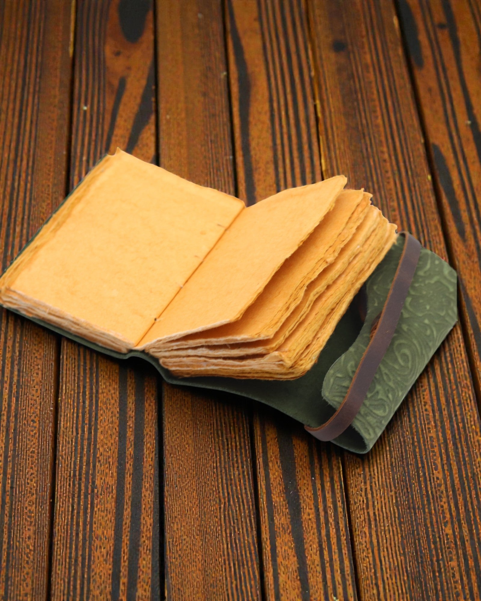 Green Maze de epocă – carnet din piele cu file cu aspect învechit 12,7 × 8,9 cm