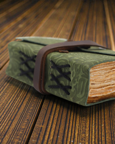 Green Maze de epocă – carnet din piele cu file cu aspect învechit 12,7 × 8,9 cm