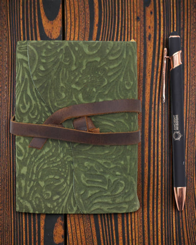 Green Maze de epocă – carnet din piele cu file cu aspect învechit 12,7 × 8,9 cm