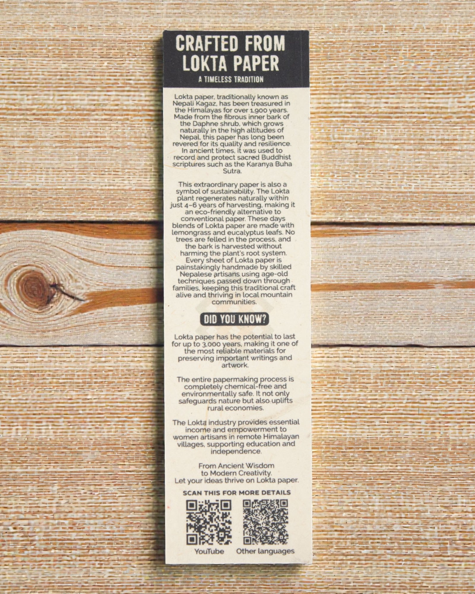 Lokta Heritage Script – duży notatnik 21 × 15 cm, 45 kartek, Your Words Rooted in Tradition