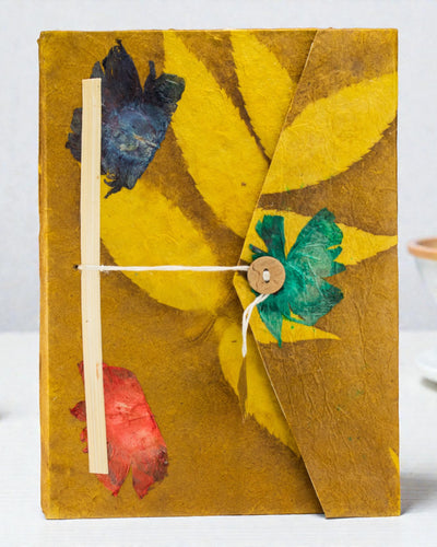 Caiet mare Lokta Flori îndrăznețe – verde măsliniu (45 file, 21 x 15 cm)