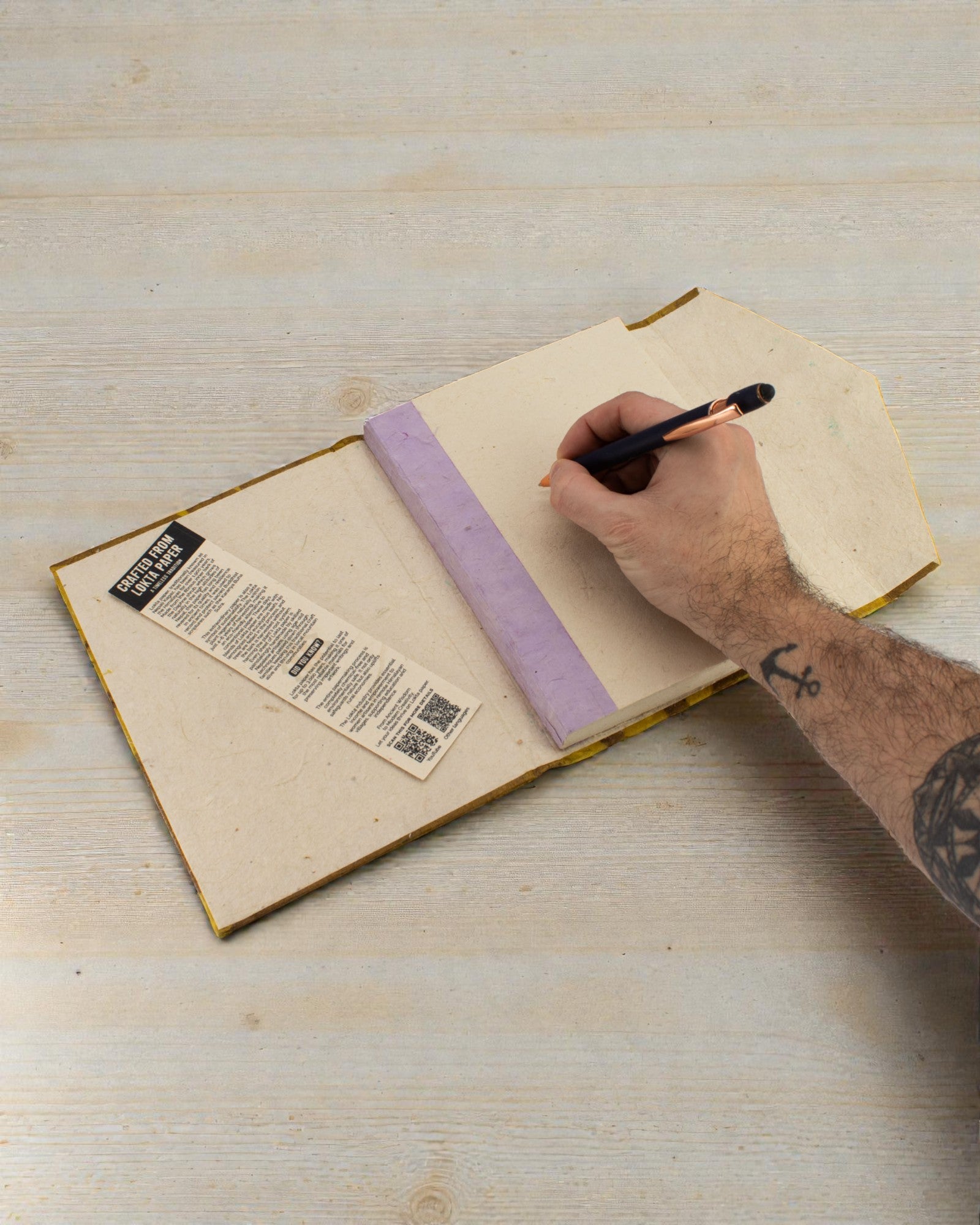 Caiet mare Lokta Flori îndrăznețe – verde măsliniu (45 file, 21 x 15 cm)