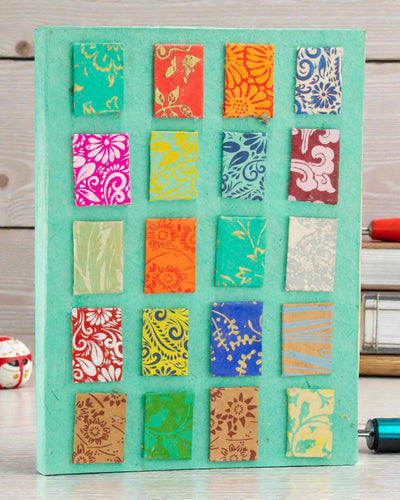 Artystyczny Notatnik Lokta Mosaic – Mini Kafelki Turkus (45 kartek, 21 x 15 cm)