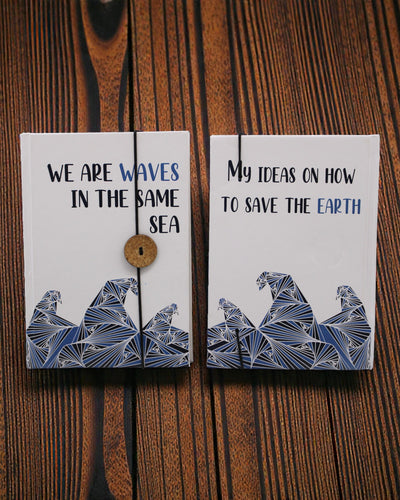 Waves Together – caiet mic de notițe cu curelușă și nasture de cocos 18 × 12,5 cm, 200 pagini