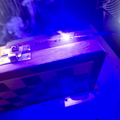 Șah magnetic din lemn 17x17cm, cu gravură personalizată