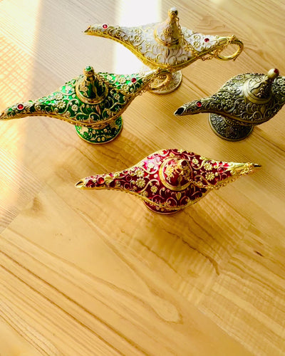 Lampa Magică a lui Aladin cu Opțiune de Gravare - Variantă Bordo, împletită cu auriu