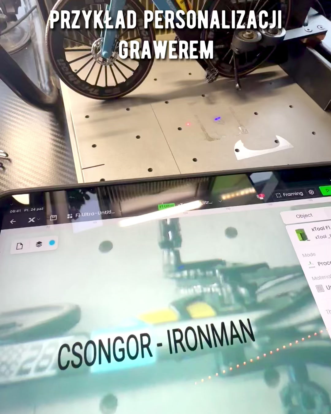 Model miniatural de bicicletă de triatlon „SpeedStorm 1.2” personalizare cu gravură pentru cadou