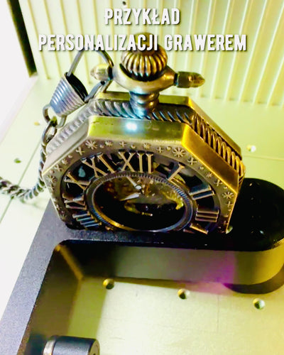 Ceas de buzunar mecanic clasic octogonal de culoare maro în stil steampunk - Atemporal