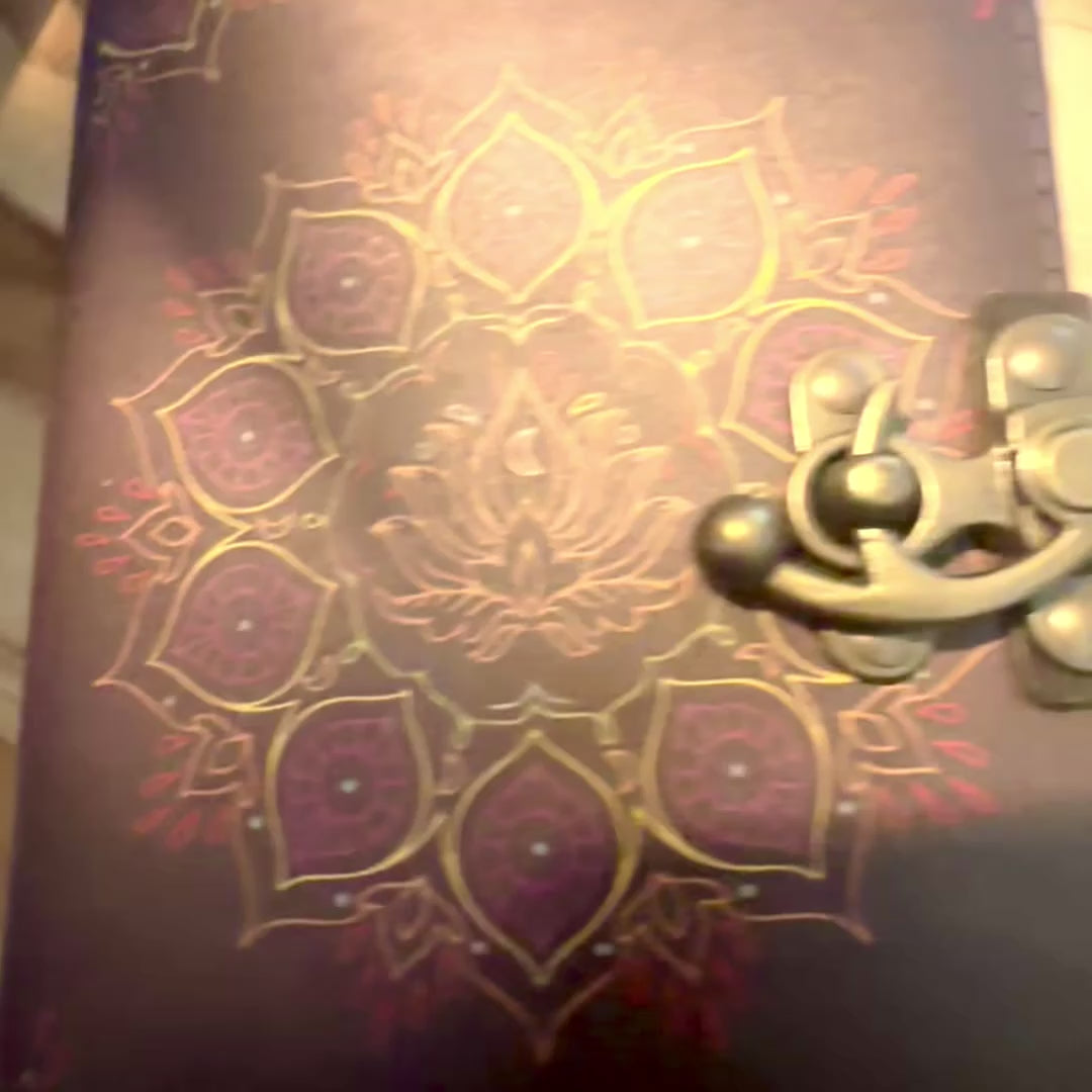 Lotus Anima – Carnet din piele, mandala lotusului, cu file îmbătrânite