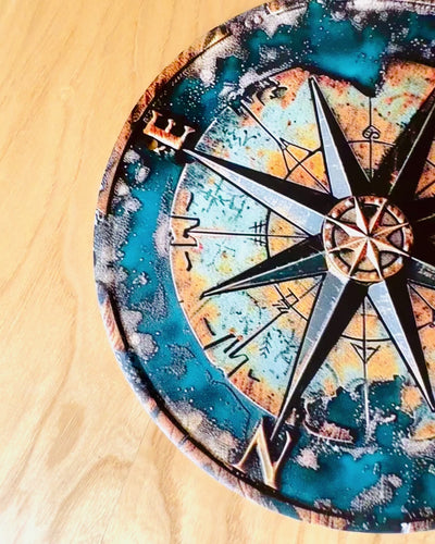 Busolă marină, pandantiv decorativ, medalion, posibilitate de personalizare cu gravură