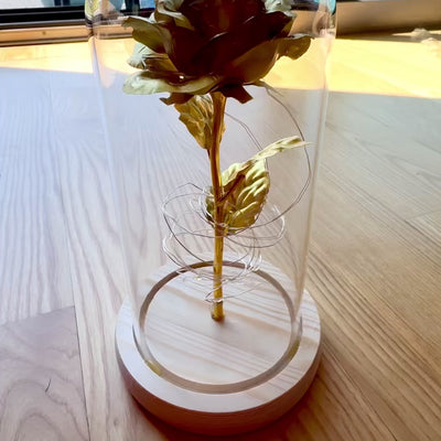 Lampă de veghe LED Trandafir, cu posibilitate de personalizare prin gravură, cadou romantic, înălțime 21,5 cm, lumină delicată, decorațiune ideală pentru dormitor