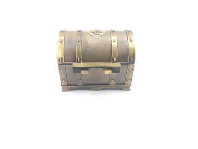 Cufăr de comori metalic retro cu gravură - Casetă argintie 7x5x5 cm