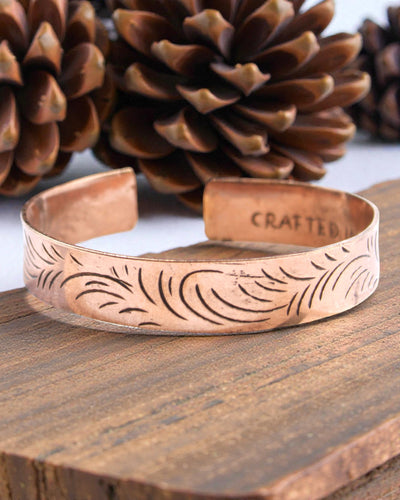 Miedziana Bransoletka Tybetańska Tribal Flow – Szerokie Zwoje