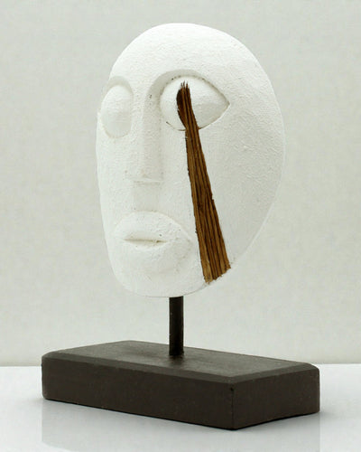 Mască timoreză Gardianul Strămoșilor 27x20 cm – Albă