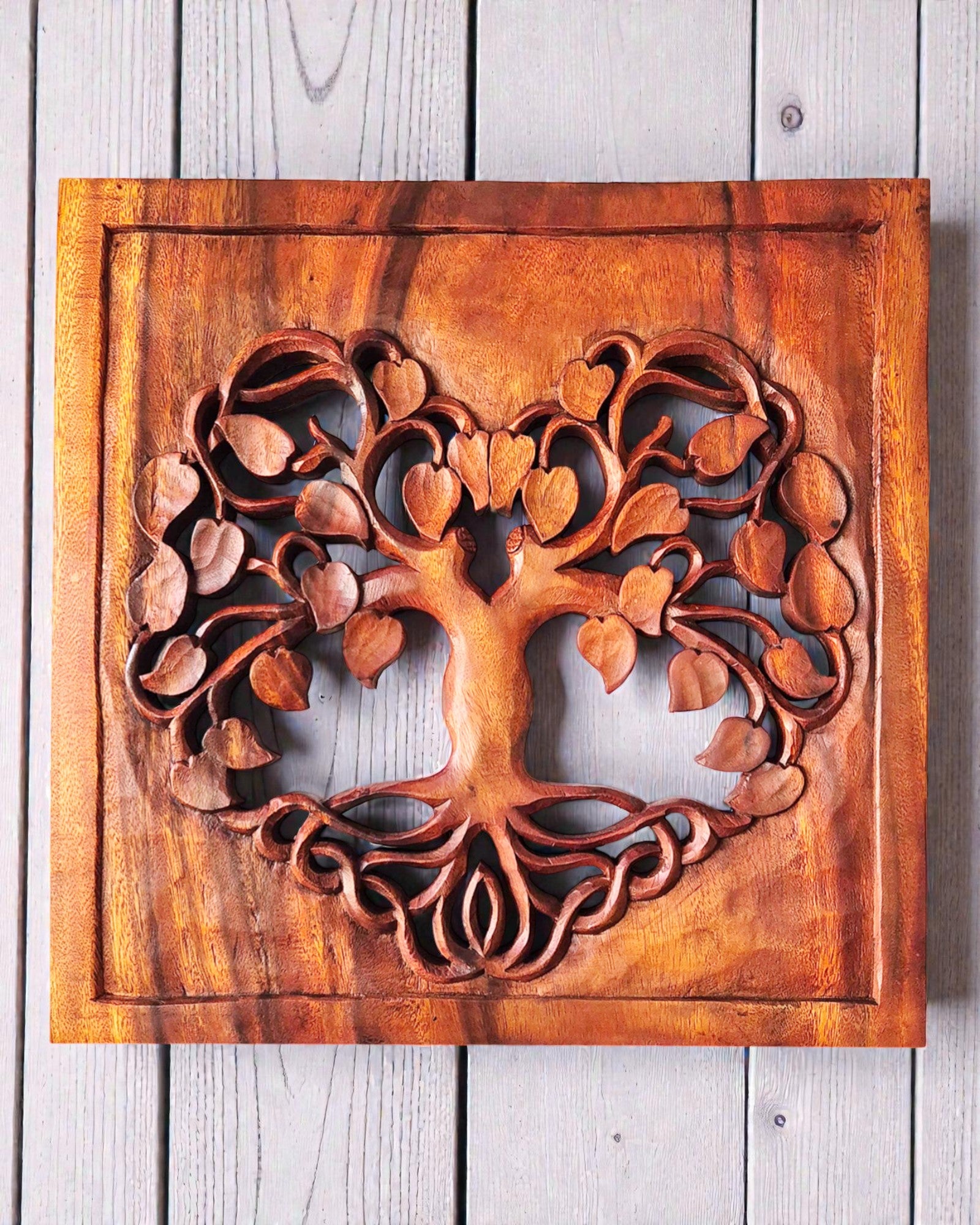 Panou Decorativ de Perete Pătrat – Arborele Vieții Inimă 40x40 cm