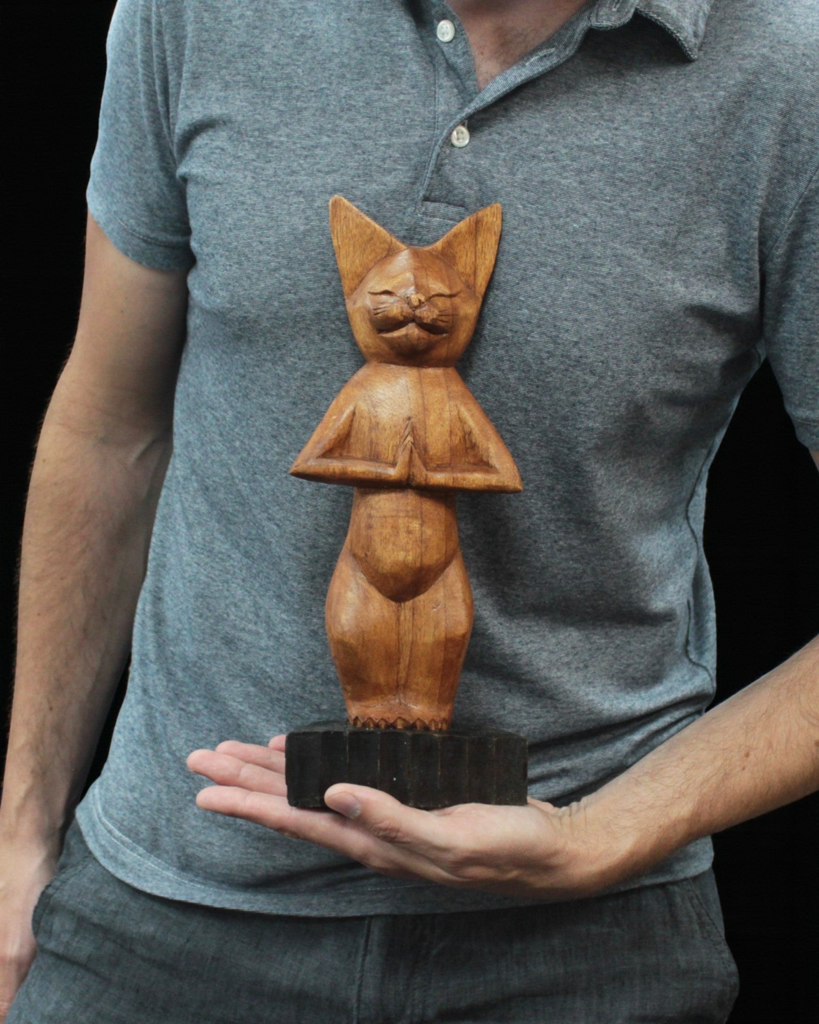 Sculptură Pisică – Yoga 1 Poziție în Picioare 30 cm